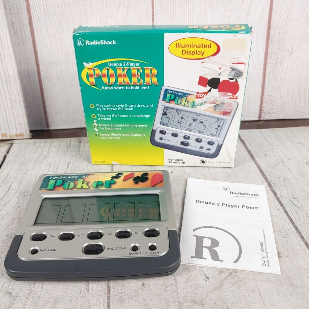Vintage Radio Shack Deluxe 2 Player Handheld Poker Card Game Illuminated TESTED